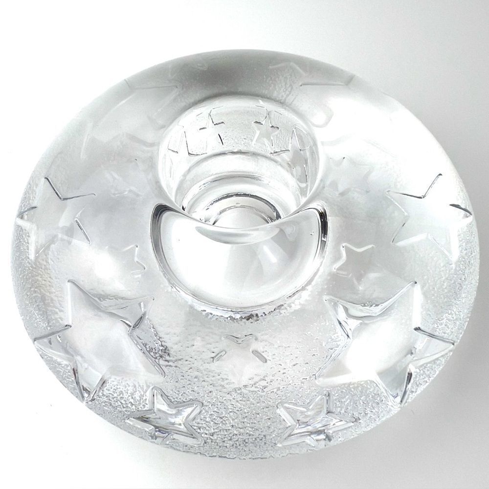 Orrefors Sweden Stars Crystal Candle Holder 5.5" Diameter